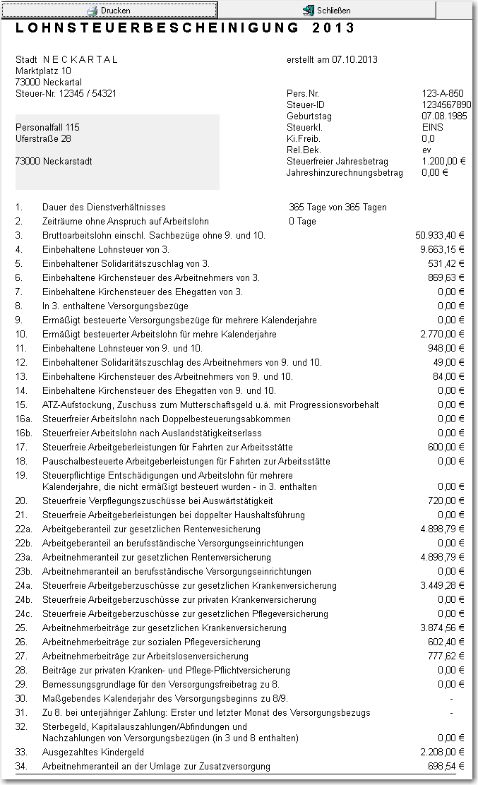 Lohnsteuerbescheinigung